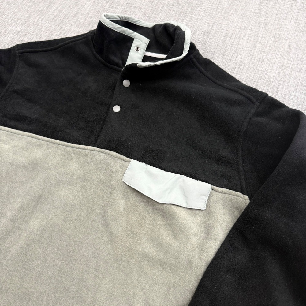 Southern Grit Fleece Pullover Mens XL Black Grey Colorblock Snap Mock Neck